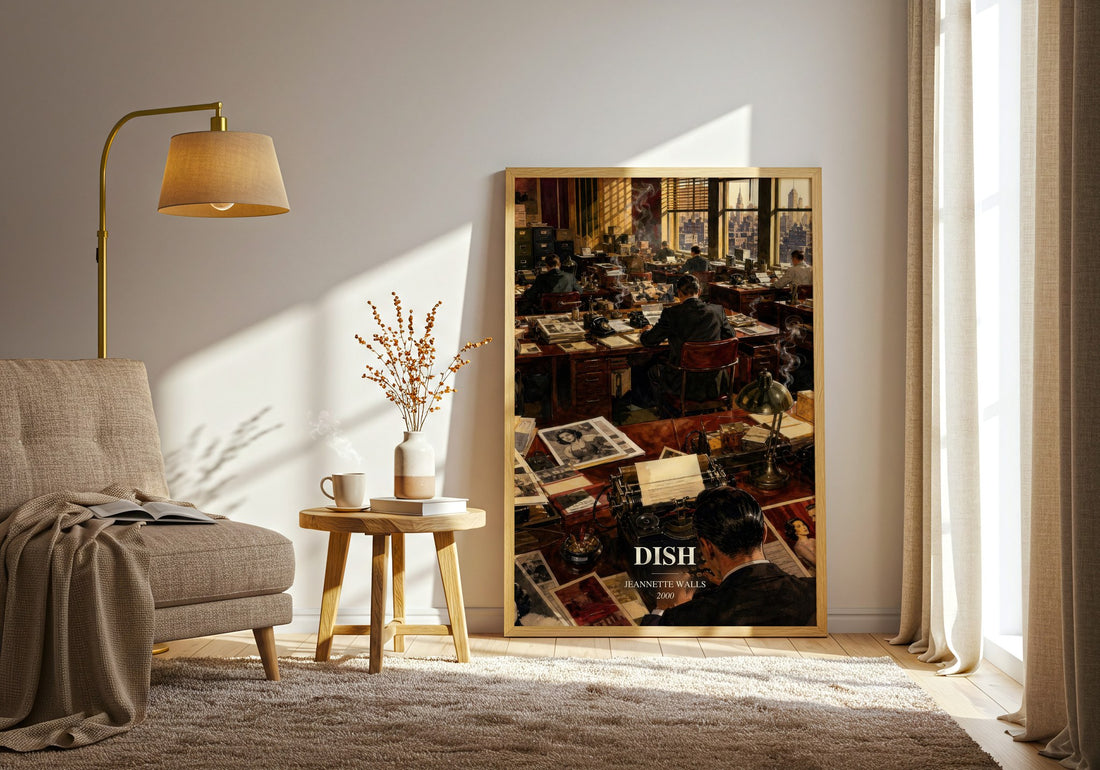 Dish watercolour print in frame leaning in hallway – memoir wall art