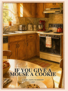 If You Give a Mouse a Cookie watercolour book poster by Laura Joffe Numeroff – framed literary art print