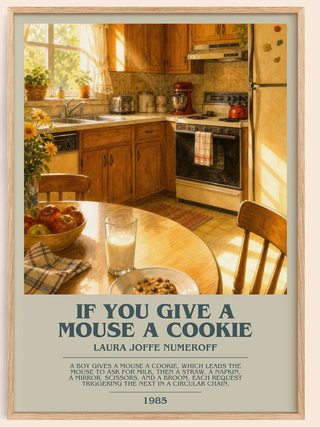 If You Give a Mouse a Cookie bookish book poster by Laura Joffe Numeroff – framed literary art print