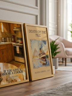 If You Give a Mouse a Cookie watercolour print framed by window – literary home decor