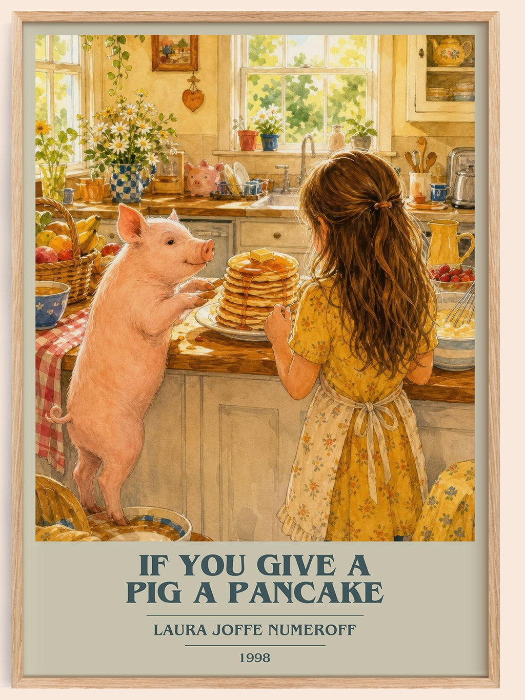 If You Give a Pig a Pancake book cover book poster by Laura Joffe Numeroff – framed literary art print