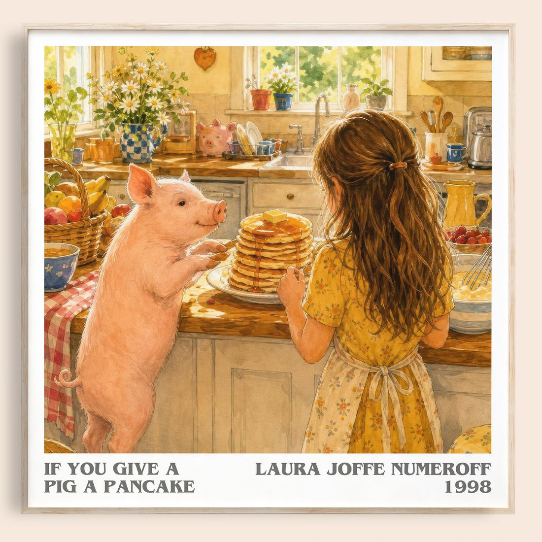 If You Give a Pig a Pancake literary book poster by Laura Joffe Numeroff – framed literary art print