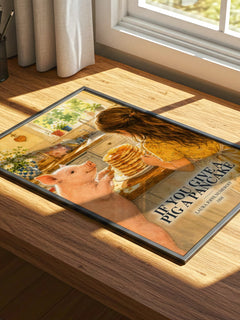 If You Give a Pig a Pancake watercolour book poster framed on wall – childrens wall art