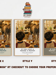 If You Give a Moose a Muffin book cover print in frame leaning in hallway – childrens wall art