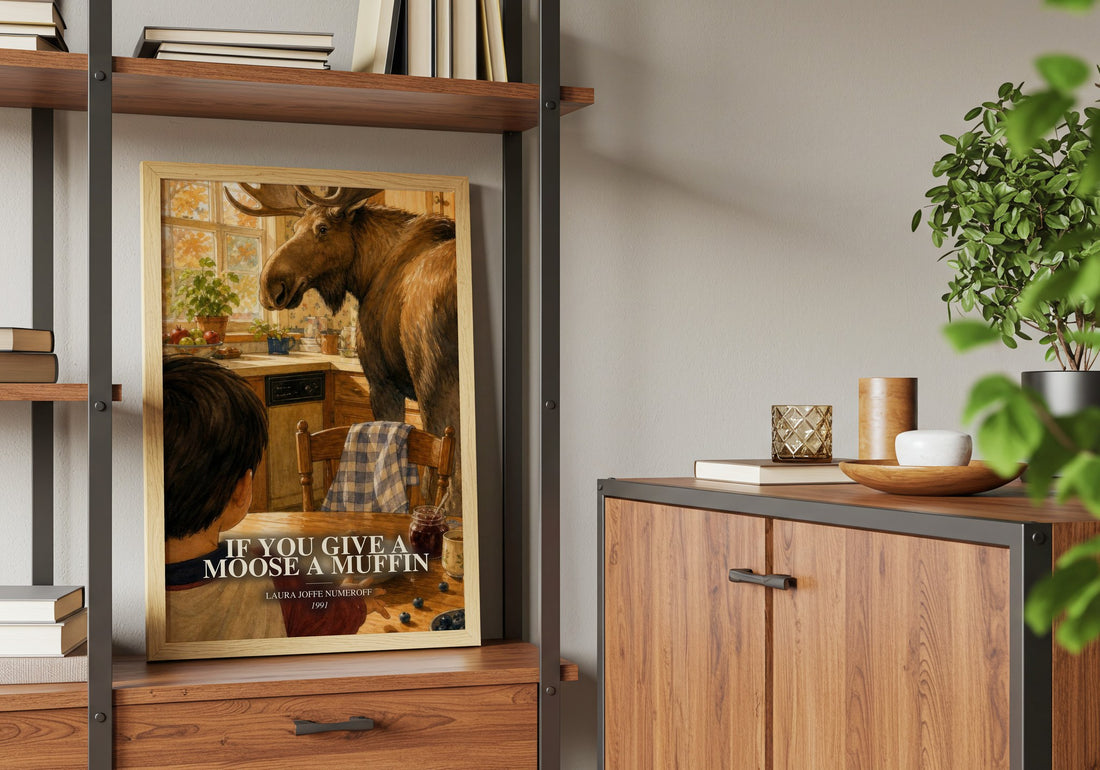 If You Give a Moose a Muffin book watercolour illustration paper finish options – matte satin gloss