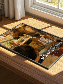 If You Give a Moose a Muffin watercolour book poster framed on wall – childrens wall art
