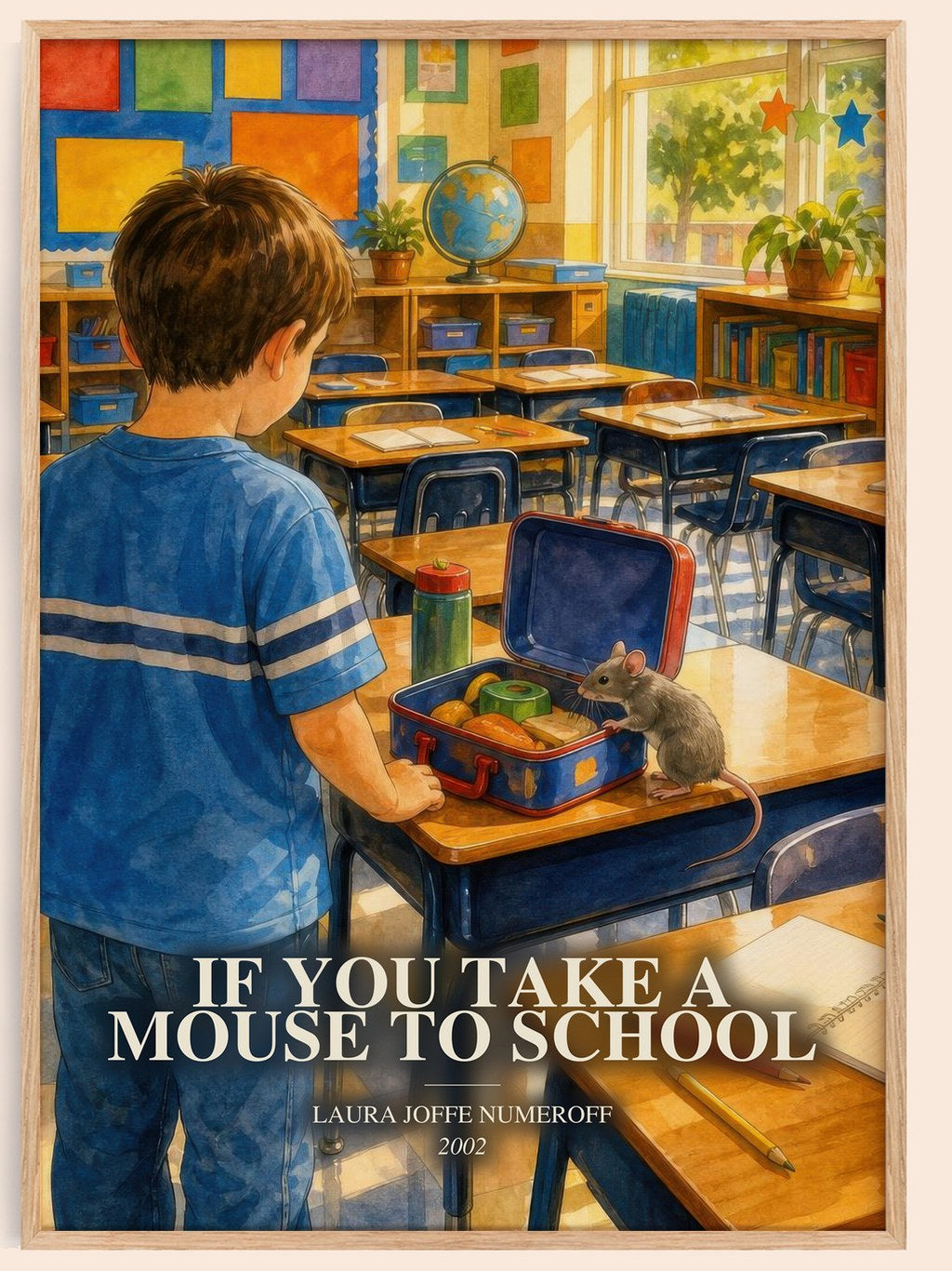 If You Take a Mouse to School watercolour book poster by Laura Joffe Numeroff – framed literary art print