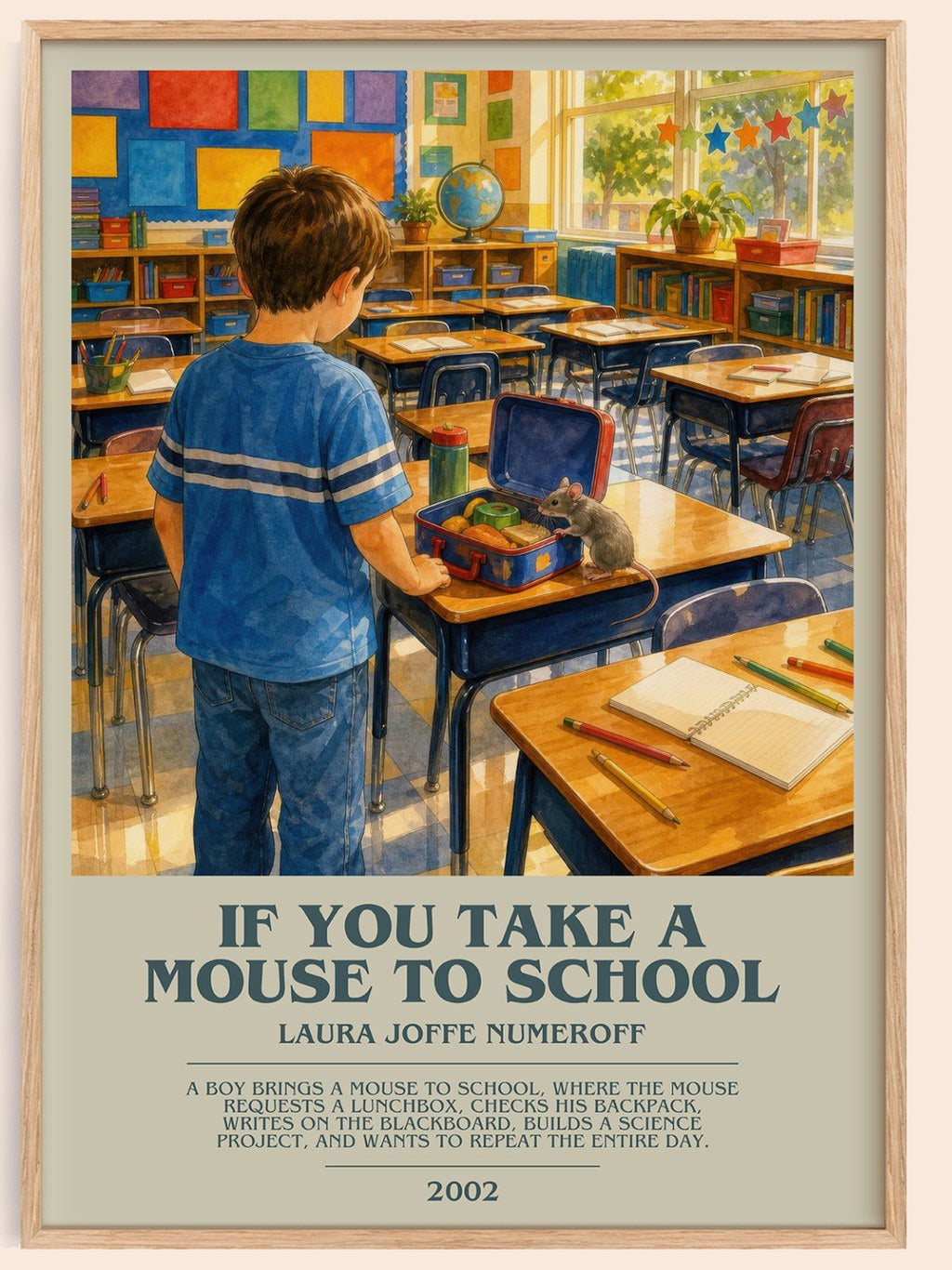 If You Take a Mouse to School bookish book poster by Laura Joffe Numeroff – framed literary art print