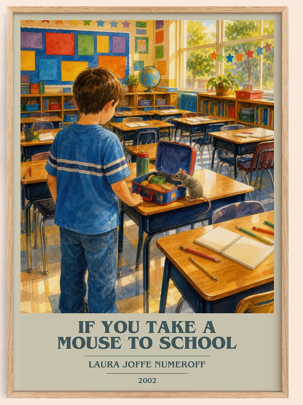 If You Take a Mouse to School book cover book poster by Laura Joffe Numeroff – framed literary art print