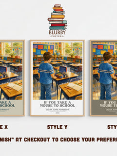 If You Take a Mouse to School book cover print in frame leaning in hallway – childrens wall art