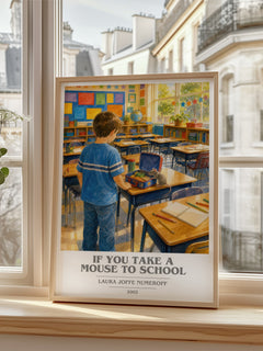 If You Take a Mouse to School book cover poster colour and style options – Laura Joffe Numeroff book art