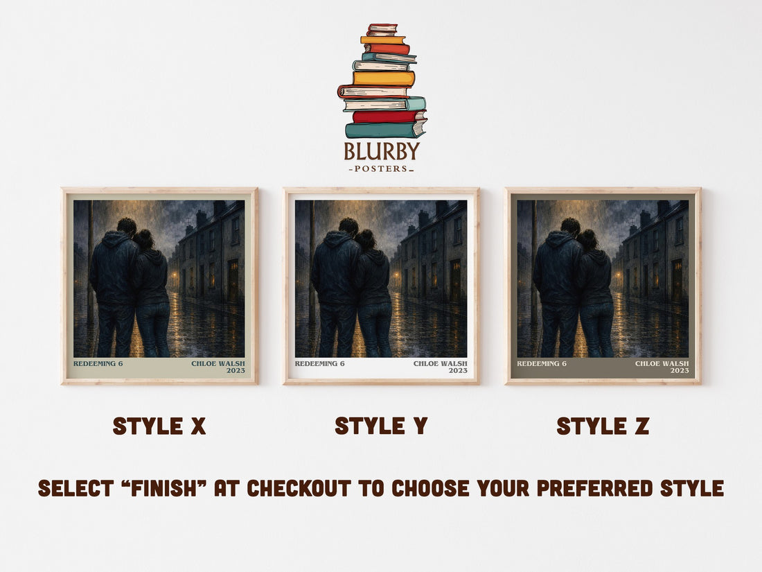 Redeeming 6 literary print in frame leaning in hallway – young adult wall art (mockup)
