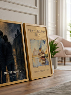 Redeeming 6 watercolour print framed by window – literary home decor
