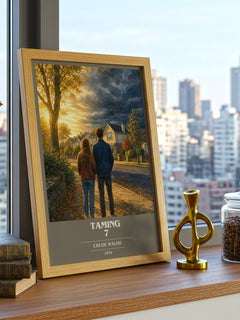 Taming 7 book cover print framed by window – literary home decor