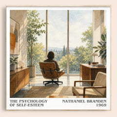 The psychology of self-esteem literary book poster by Nathaniel Branden – framed literary art print