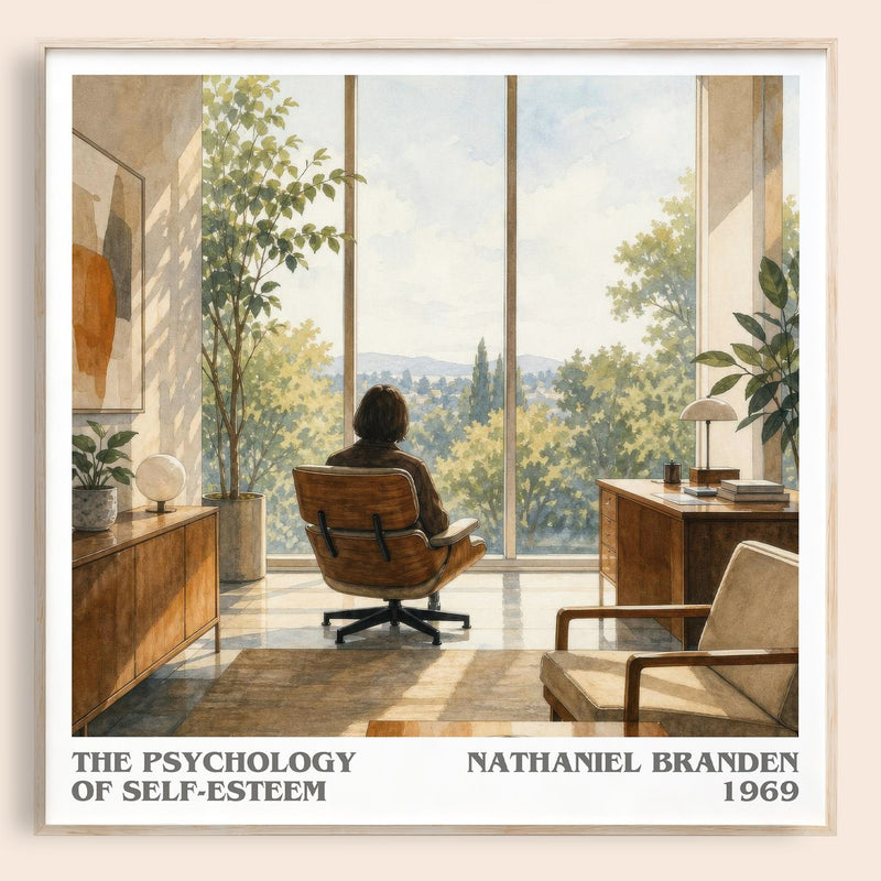 The psychology of self-esteem literary book poster by Nathaniel Branden – framed literary art print