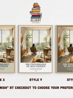The psychology of self-esteem book cover print in frame leaning in hallway – non fiction wall art