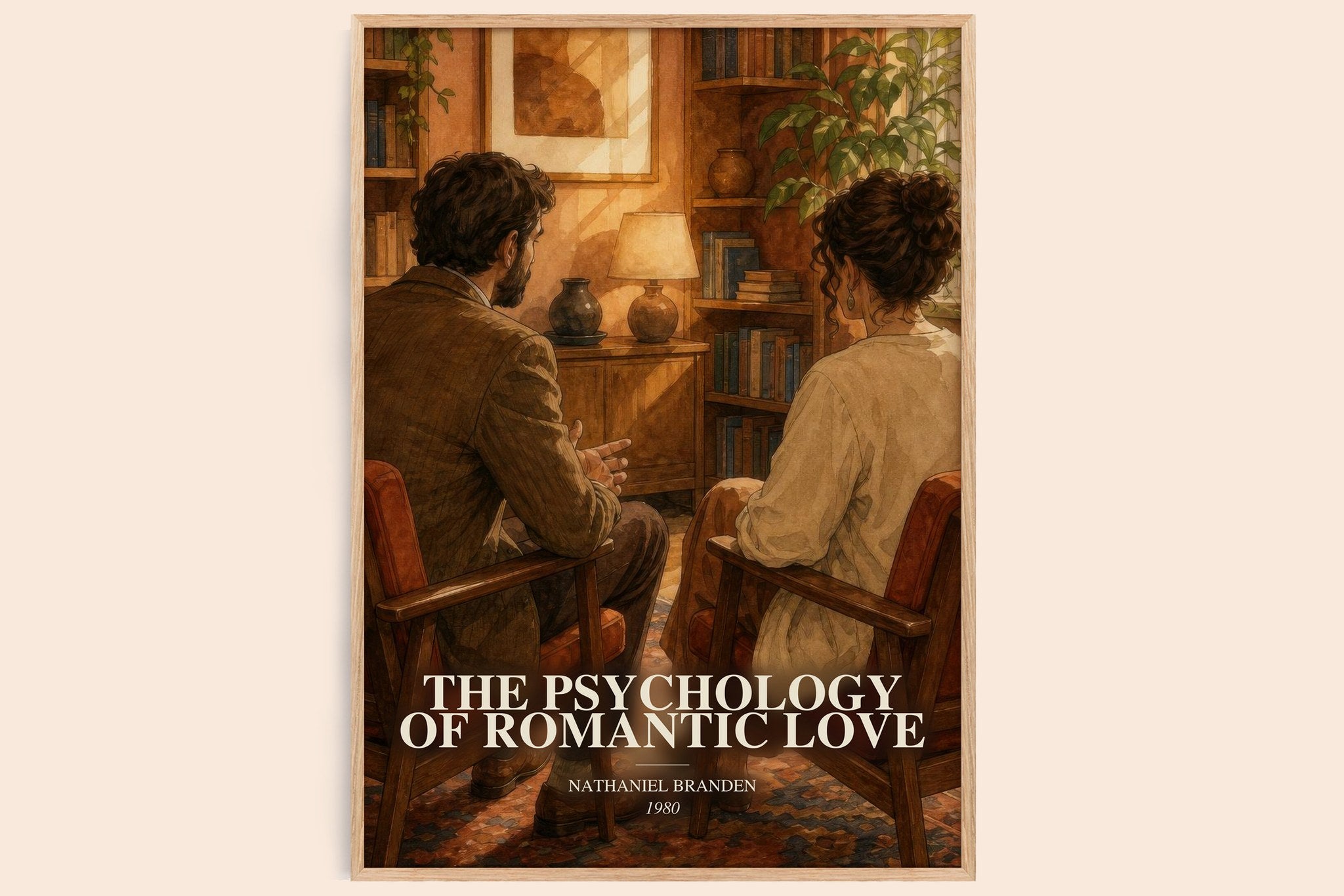 The psychology of romantic love Book Watercolour Illustration by Nathaniel Branden