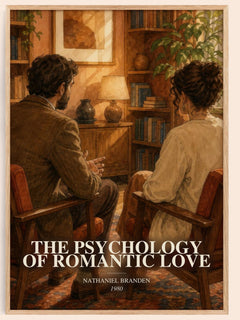The psychology of romantic love watercolour book poster by Nathaniel Branden – framed literary art print