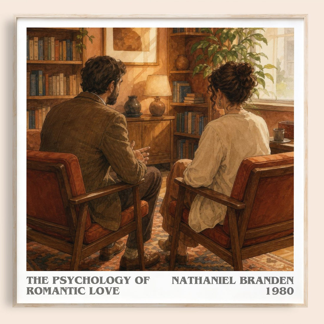 The psychology of romantic love literary book poster by Nathaniel Branden – framed literary art print