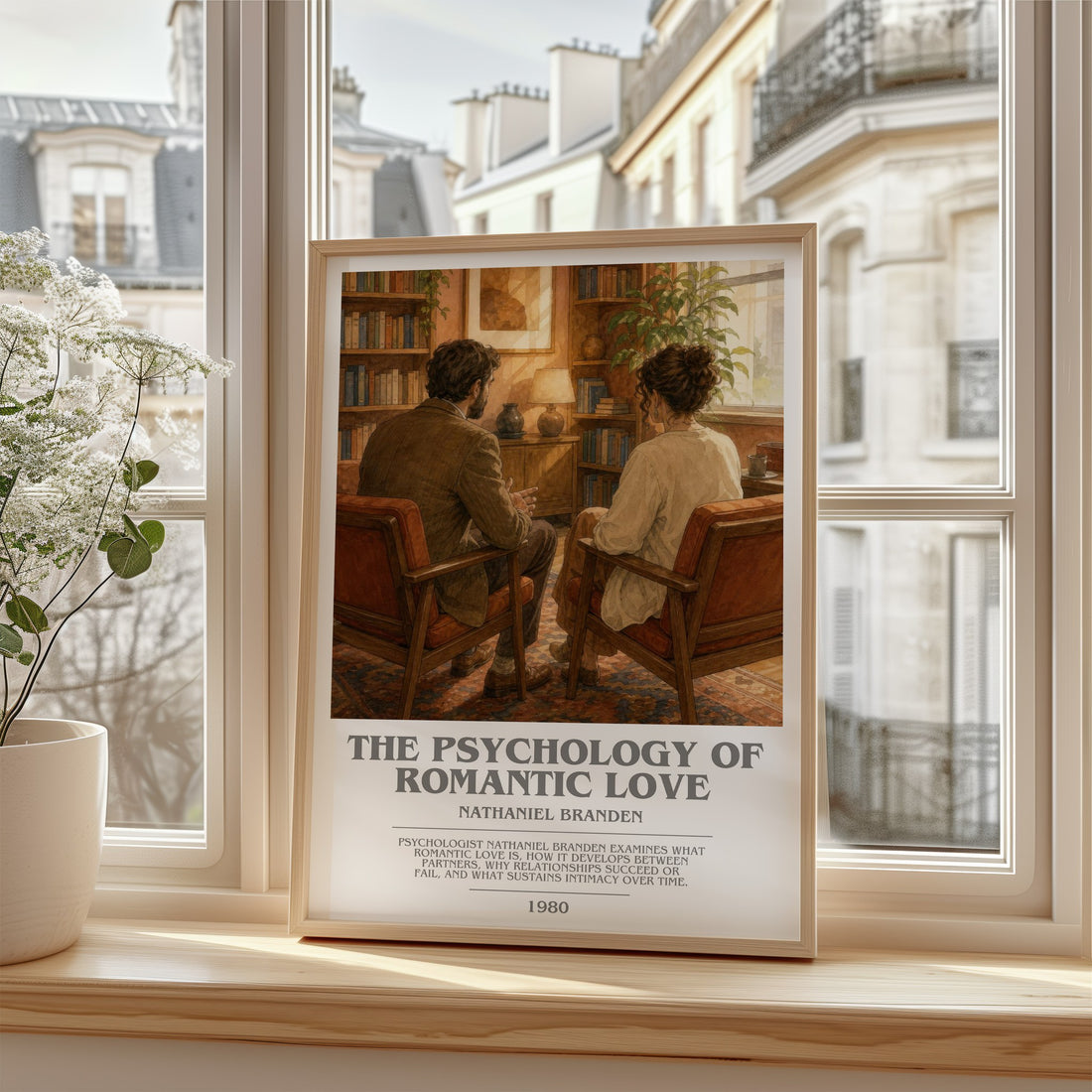The psychology of romantic love bookish poster colour and style options – Nathaniel Branden book art