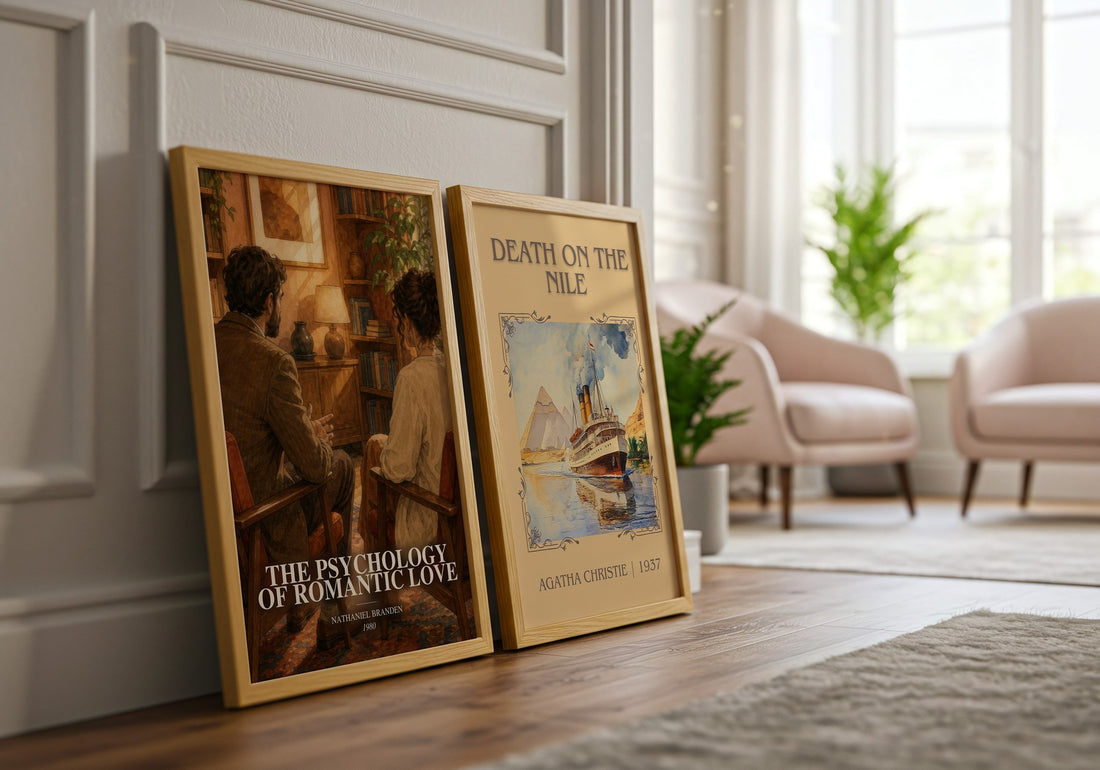 The psychology of romantic love watercolour print framed by window – literary home decor