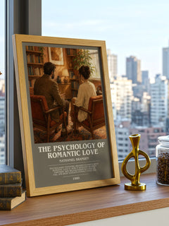 The psychology of romantic love bookish print framed by window – literary home decor