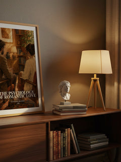 The psychology of romantic love watercolour print on bookshelf – Nathaniel Branden fan gift