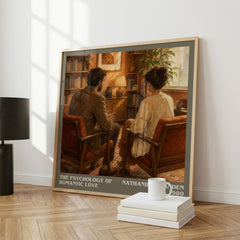 The psychology of romantic love literary print framed by window – literary home decor