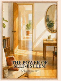 The power of self-esteem watercolour book poster by Nathaniel Branden – framed literary art print