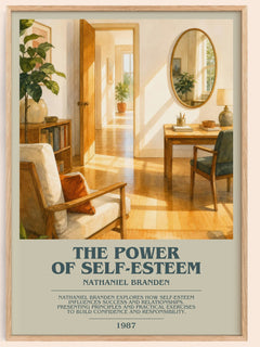 The power of self-esteem bookish book poster by Nathaniel Branden – framed literary art print