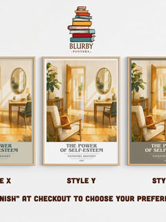 The power of self-esteem book cover print in frame leaning in hallway – non fiction wall art