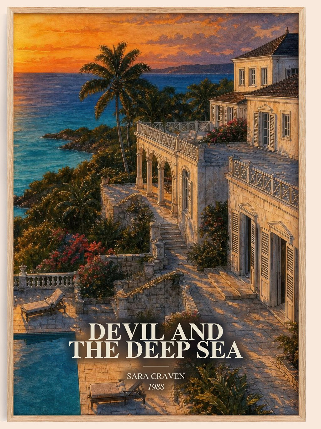 Devil and the Deep Sea watercolour book poster by Sara Craven – framed literary art print
