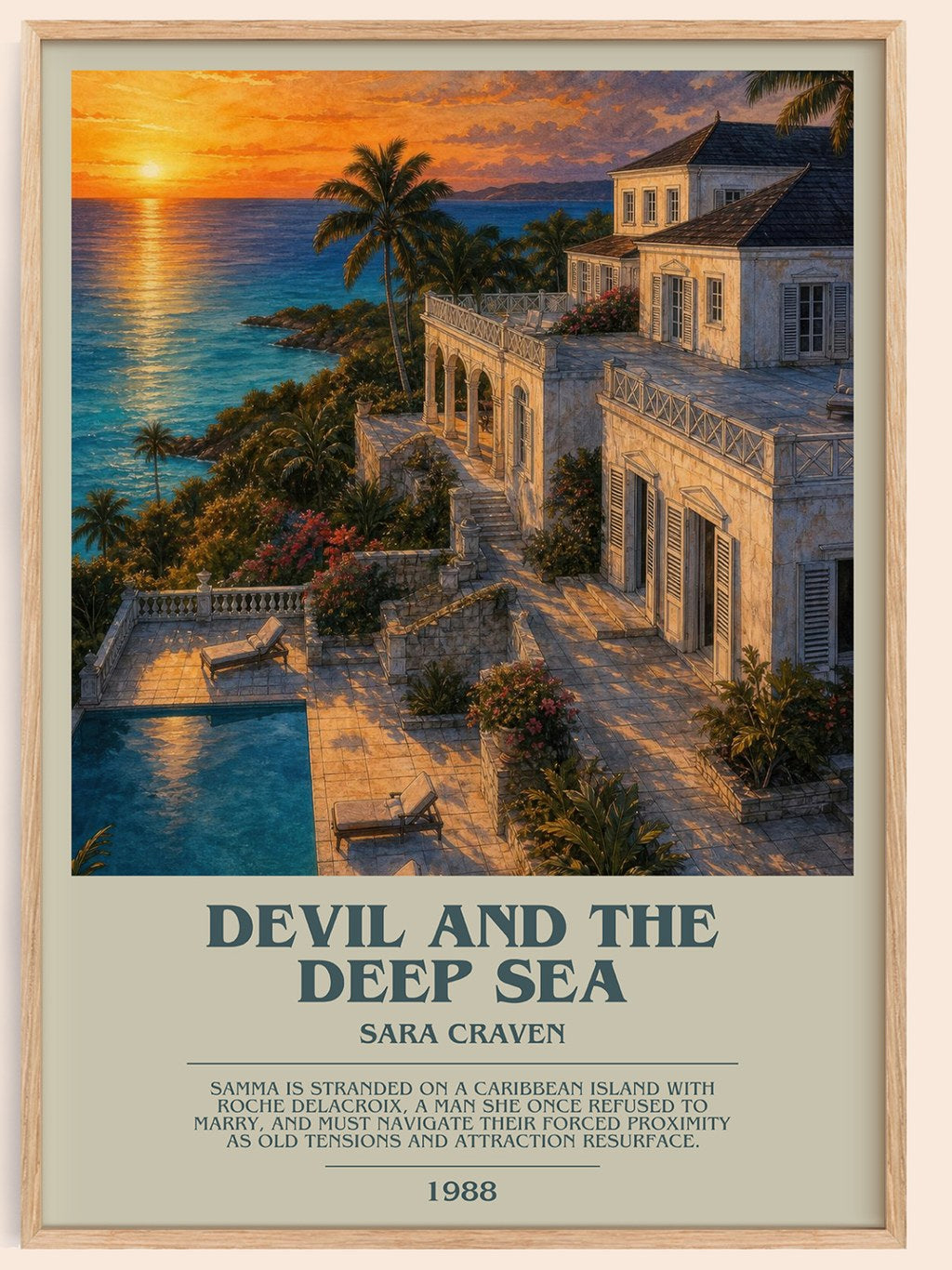 Devil and the Deep Sea bookish book poster by Sara Craven – framed literary art print