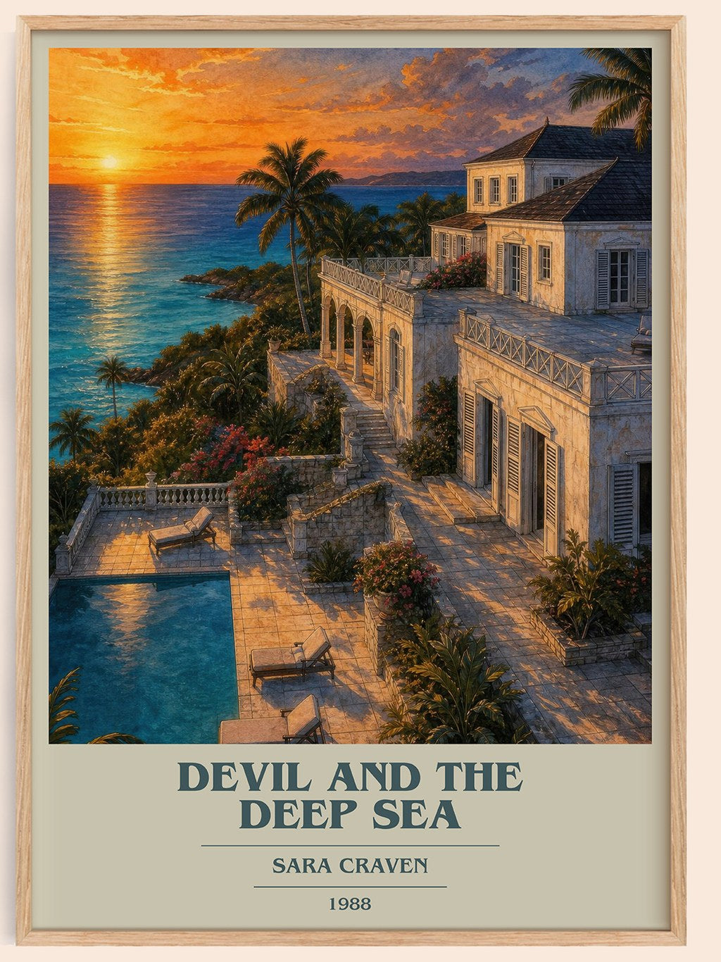Devil and the Deep Sea book cover book poster by Sara Craven – framed literary art print