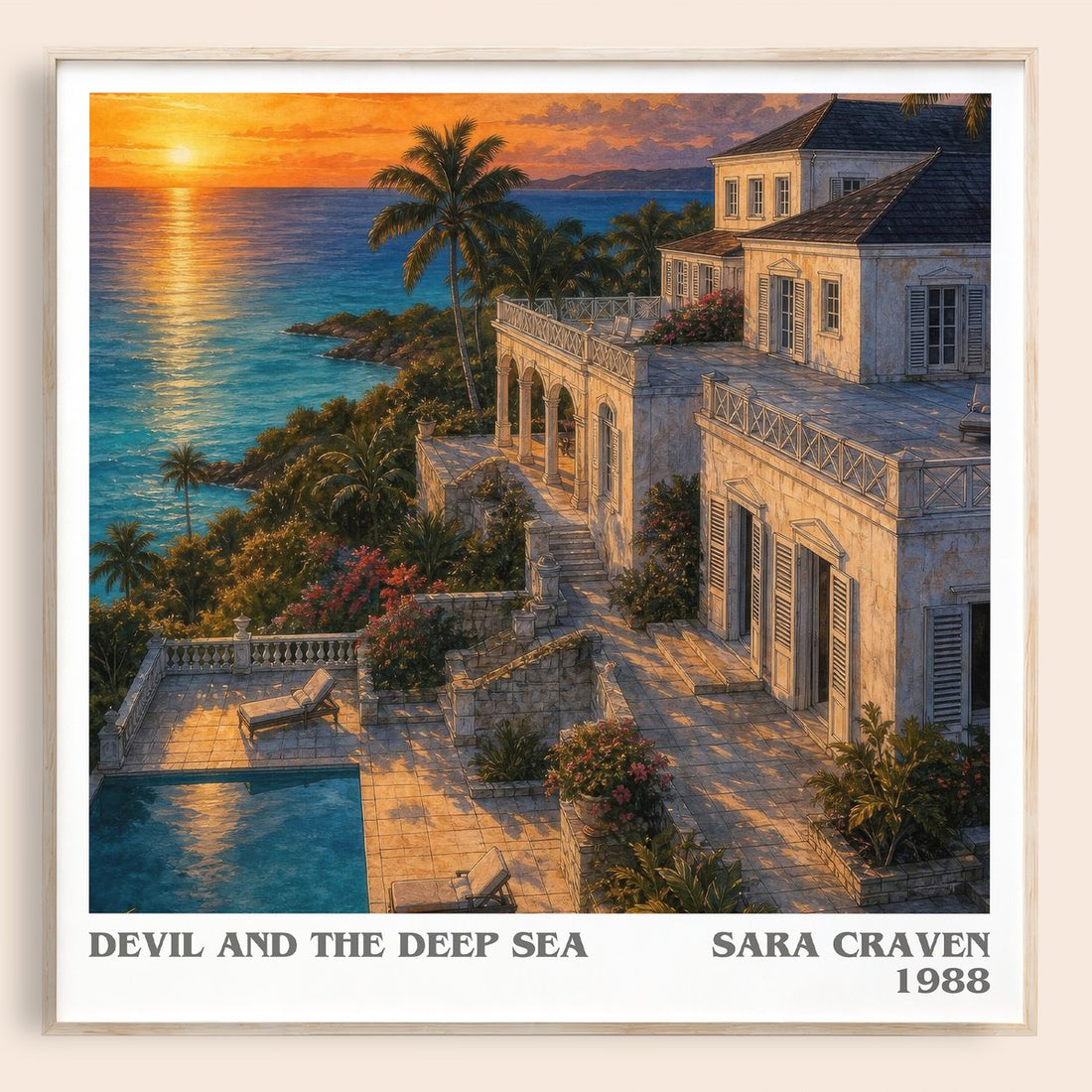 Devil and the Deep Sea literary book poster by Sara Craven – framed literary art print