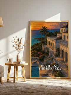 Devil and the Deep Sea watercolour print in frame leaning in hallway – romance wall art