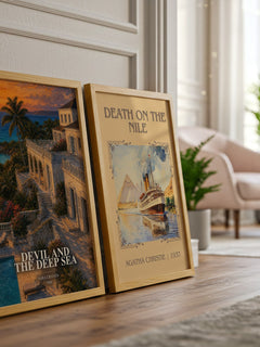 Devil and the Deep Sea watercolour print framed by window – literary home decor