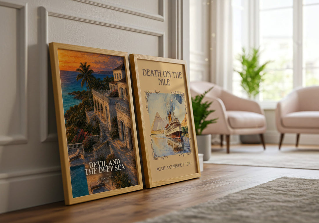 Devil and the Deep Sea watercolour print framed by window – literary home decor