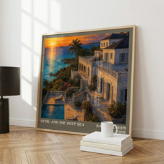 Devil and the Deep Sea literary print framed by window – literary home decor