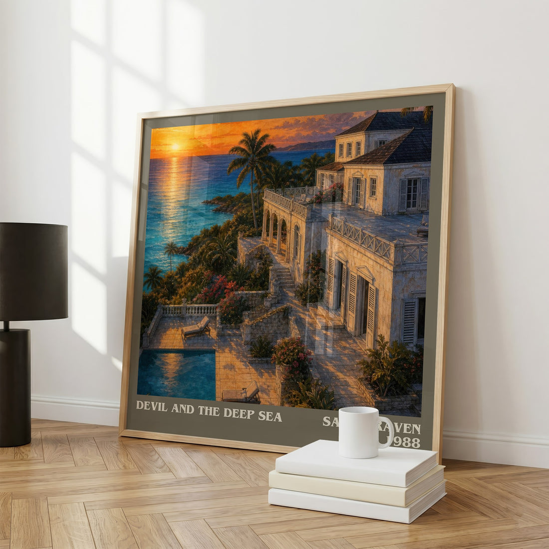 Devil and the Deep Sea literary print framed by window – literary home decor