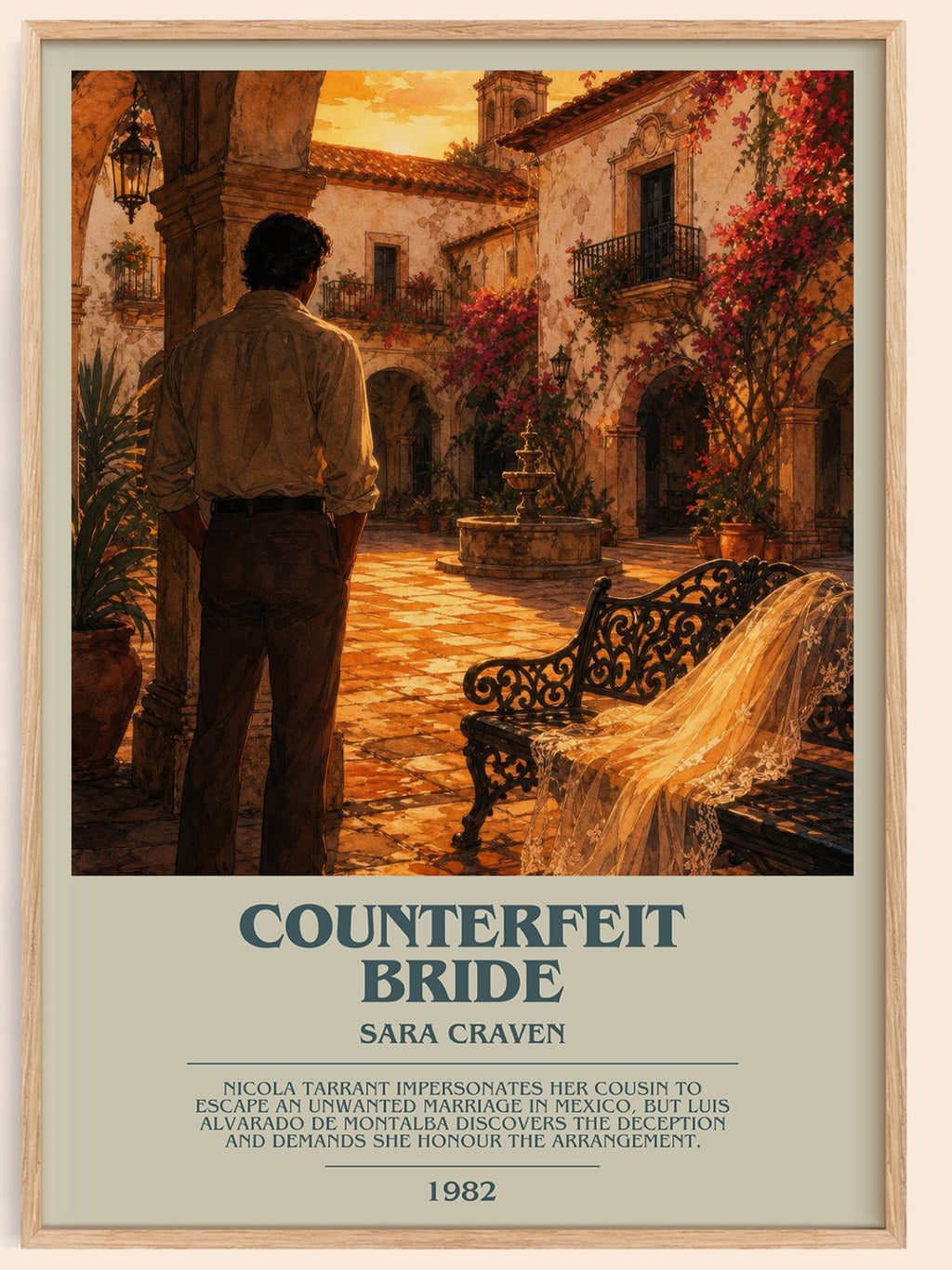 Counterfeit Bride bookish book poster by Sara Craven – framed literary art print