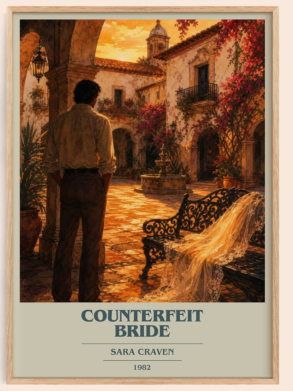 Counterfeit Bride book cover book poster by Sara Craven – framed literary art print