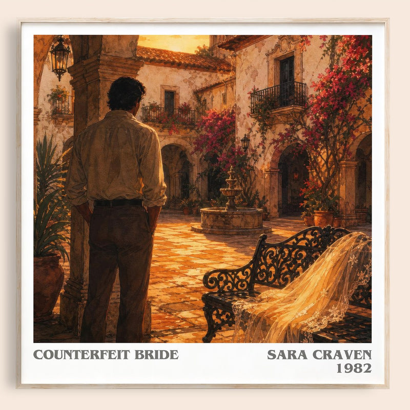 Counterfeit Bride literary book poster by Sara Craven – framed literary art print