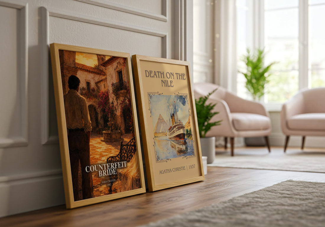 Counterfeit Bride watercolour print framed by window – literary home decor