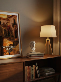 Counterfeit Bride watercolour print on bookshelf – Sara Craven fan gift