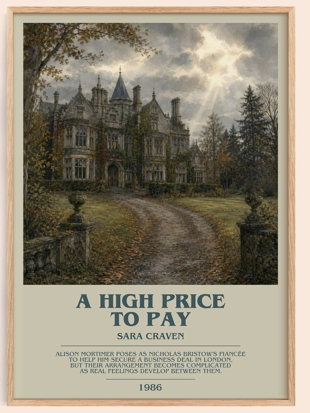 A High Price to Pay bookish book poster by Sara Craven – framed literary art print
