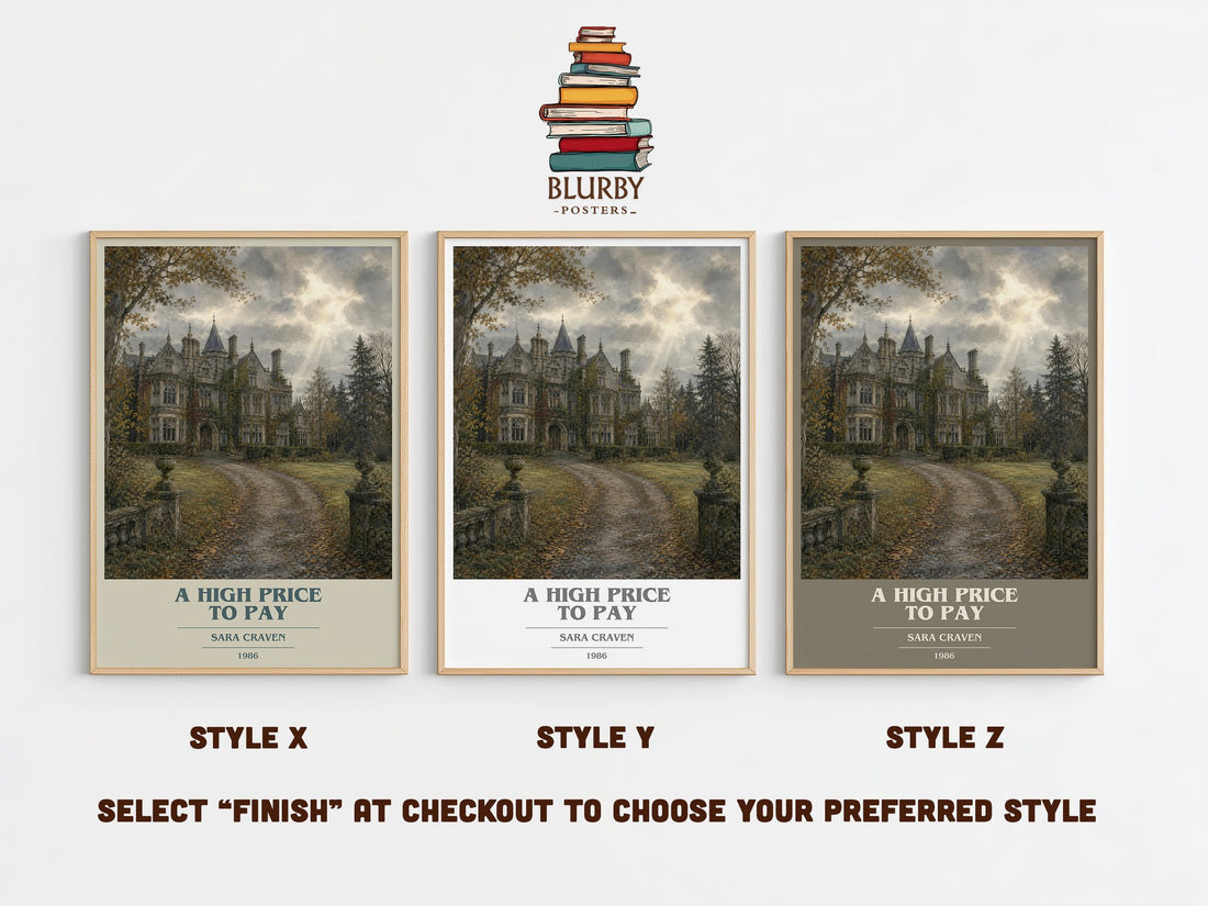 A High Price to Pay book cover print in frame leaning in hallway – romance wall art (mockup)