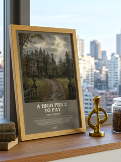 A High Price to Pay bookish print framed by window – literary home decor