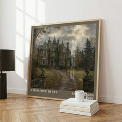 A High Price to Pay literary print framed by window – literary home decor